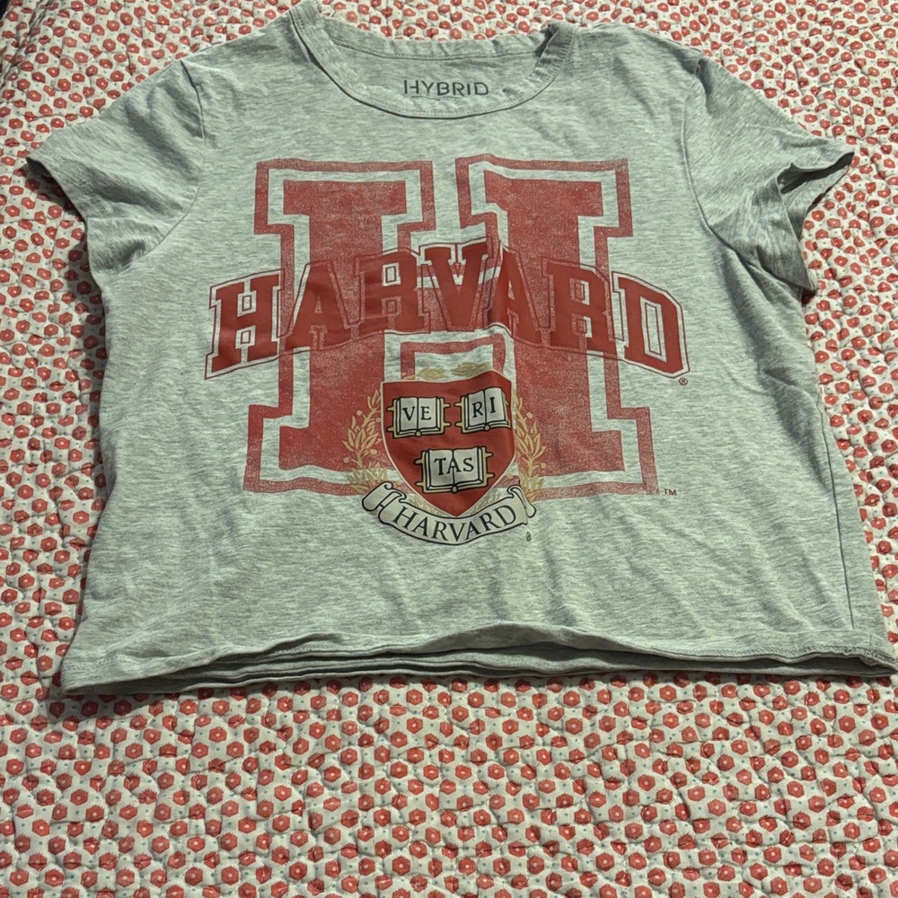 Hybrid & company Heather Gray Tee with Red Harvard Crest